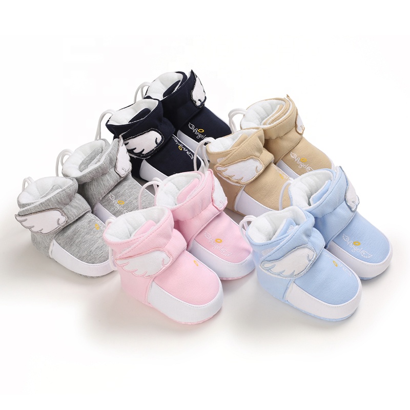 Wholesale kids Hot selling infant footwear OEM baby soft wing shoe cotton sock shoes boots