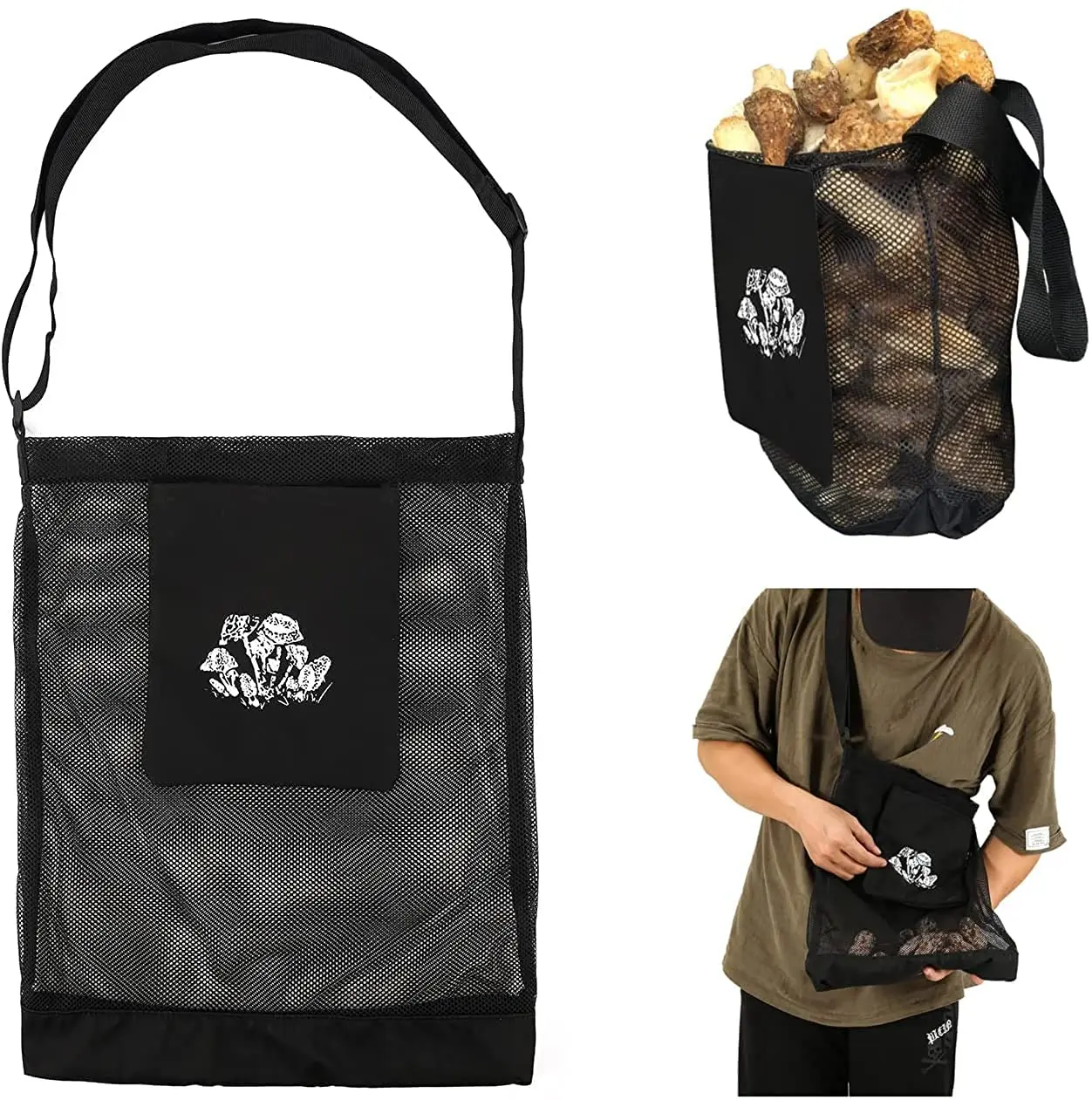 Foraging Bag, Waxed Canvas Foraging Pouch, Collapsible Mushroom Bag