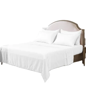 Luxury 100% Polyester Hotel White Color Bedsheet Microfibre Bed Sheets Set Home Textile