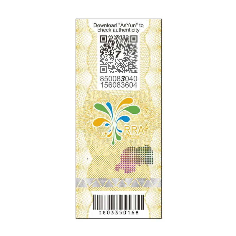 Customized Anti-Counterfeiting Label Stickers Excise With Invisible UV  Security Paper QR Code for Tobacco