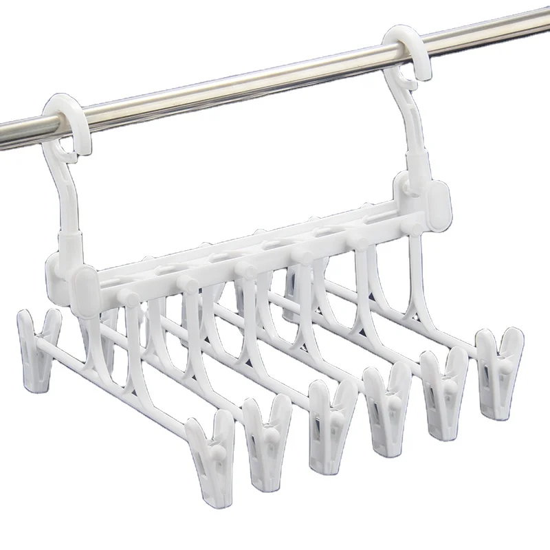 Wardrobe Plastic Pants Rack Multifunctional Foldable Clip Hanger Living Room Plastic Clothes Rack