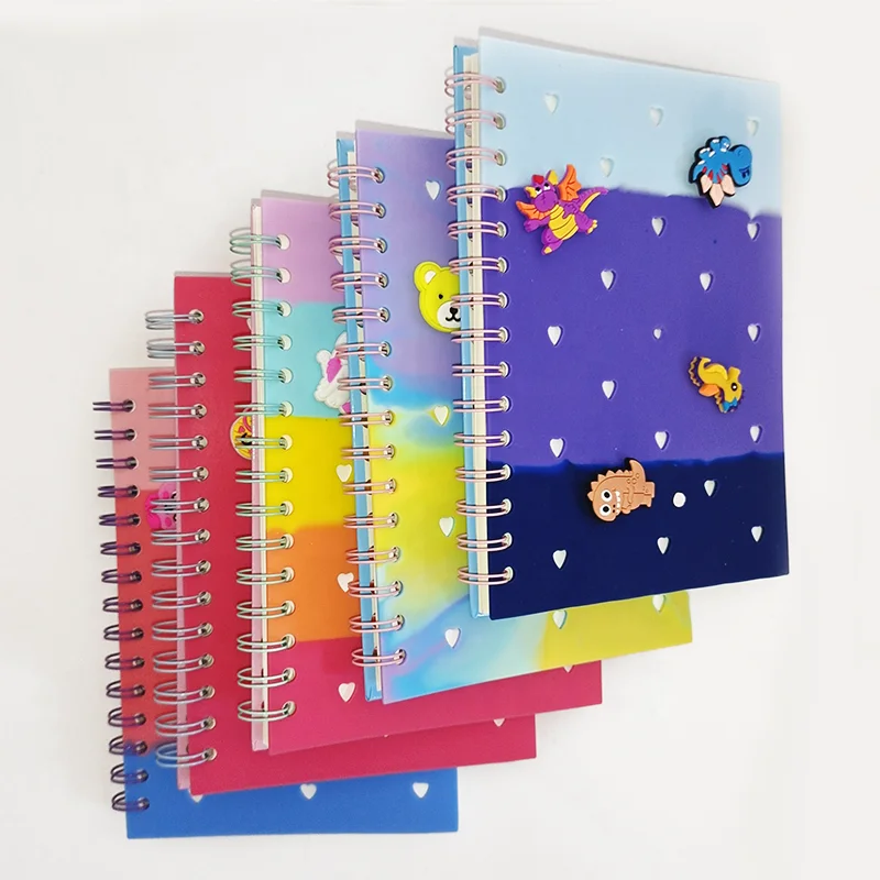 Cute Design Silicone Cover Spiral Cartoon Notebook For Kids  Silicone notebook journal planner With Funny Charms