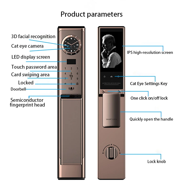 Fashionable and affordable price facial recognition smart door lock