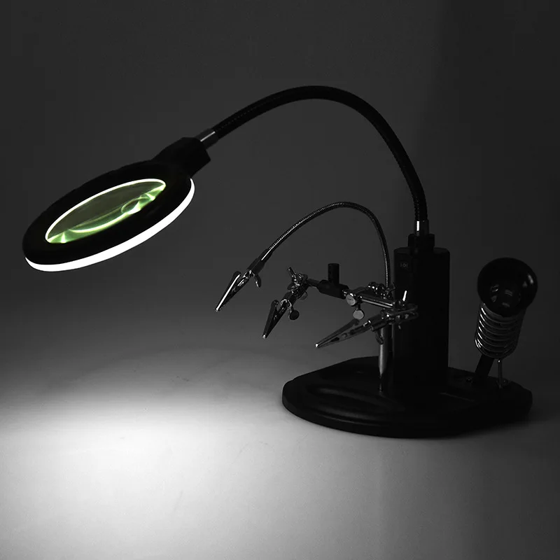Welding Magnifying Glass with LED Light Auxiliary Clip Desktop Magnifier