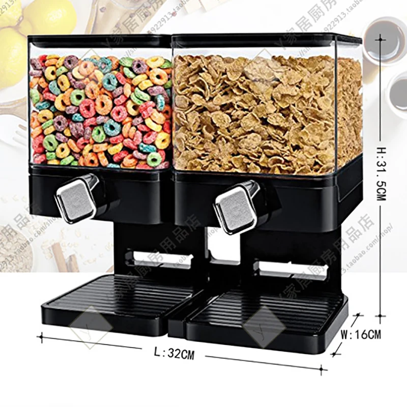 1pc Double Barrel Cereal Dispenser Kitchen Oatmeal Storage