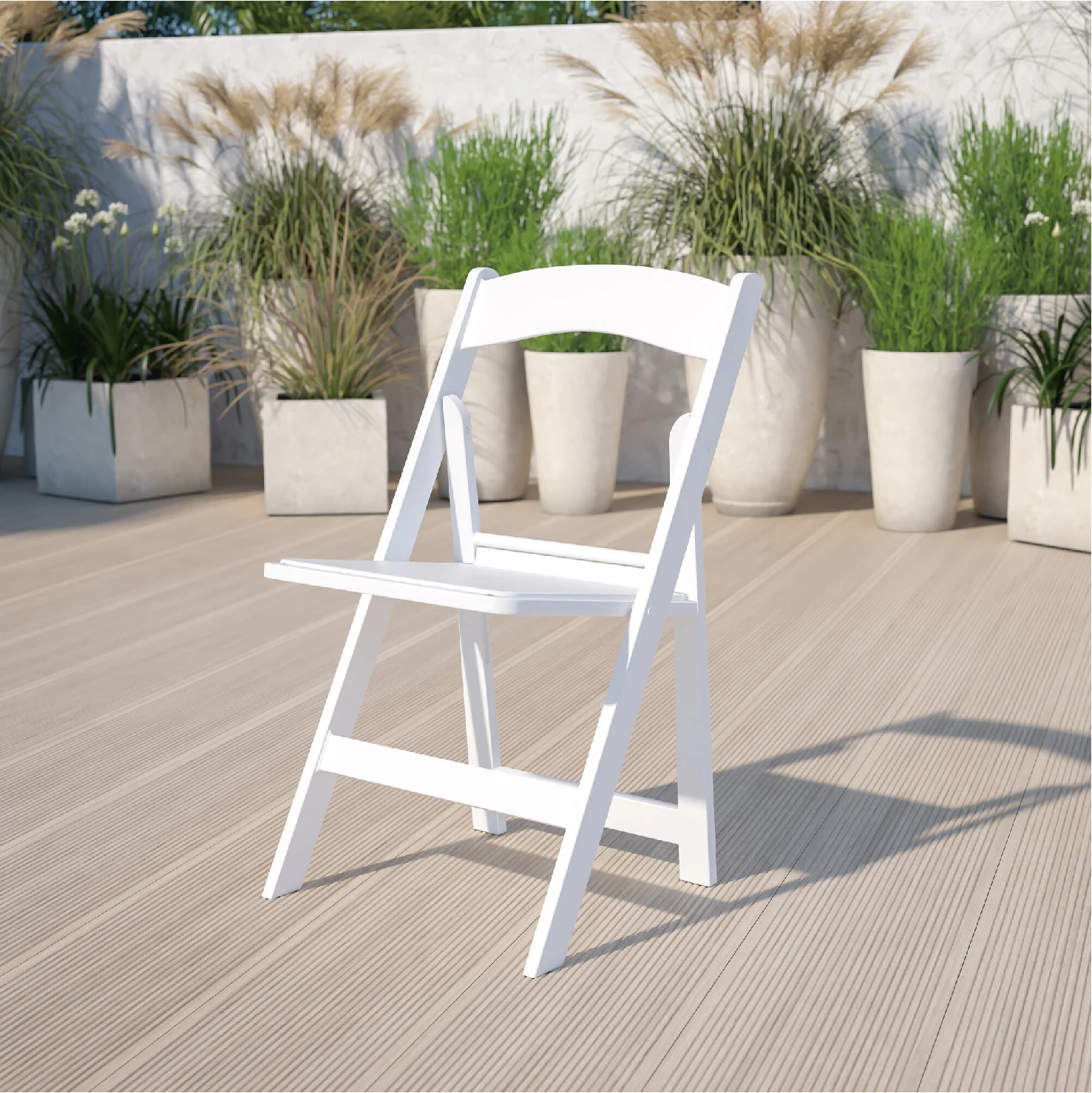 Outdoor White Resin Folding Chair With White Vinyl Padded Seat Buy   H8cd1fdcfb57045098eaac0d260989b35U 