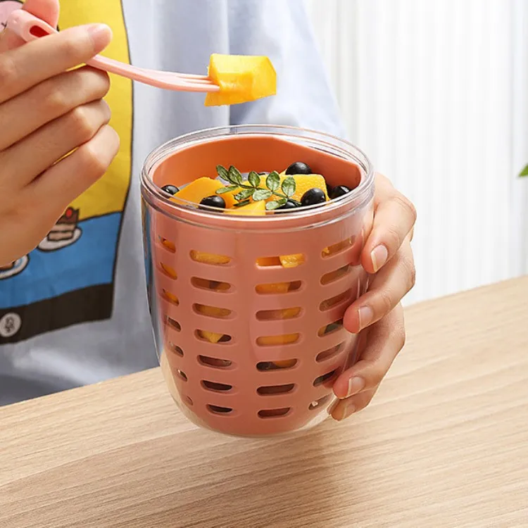 Bpa Free Plastic Screw Lid Round Food Container Storage Pot 500ml Snack