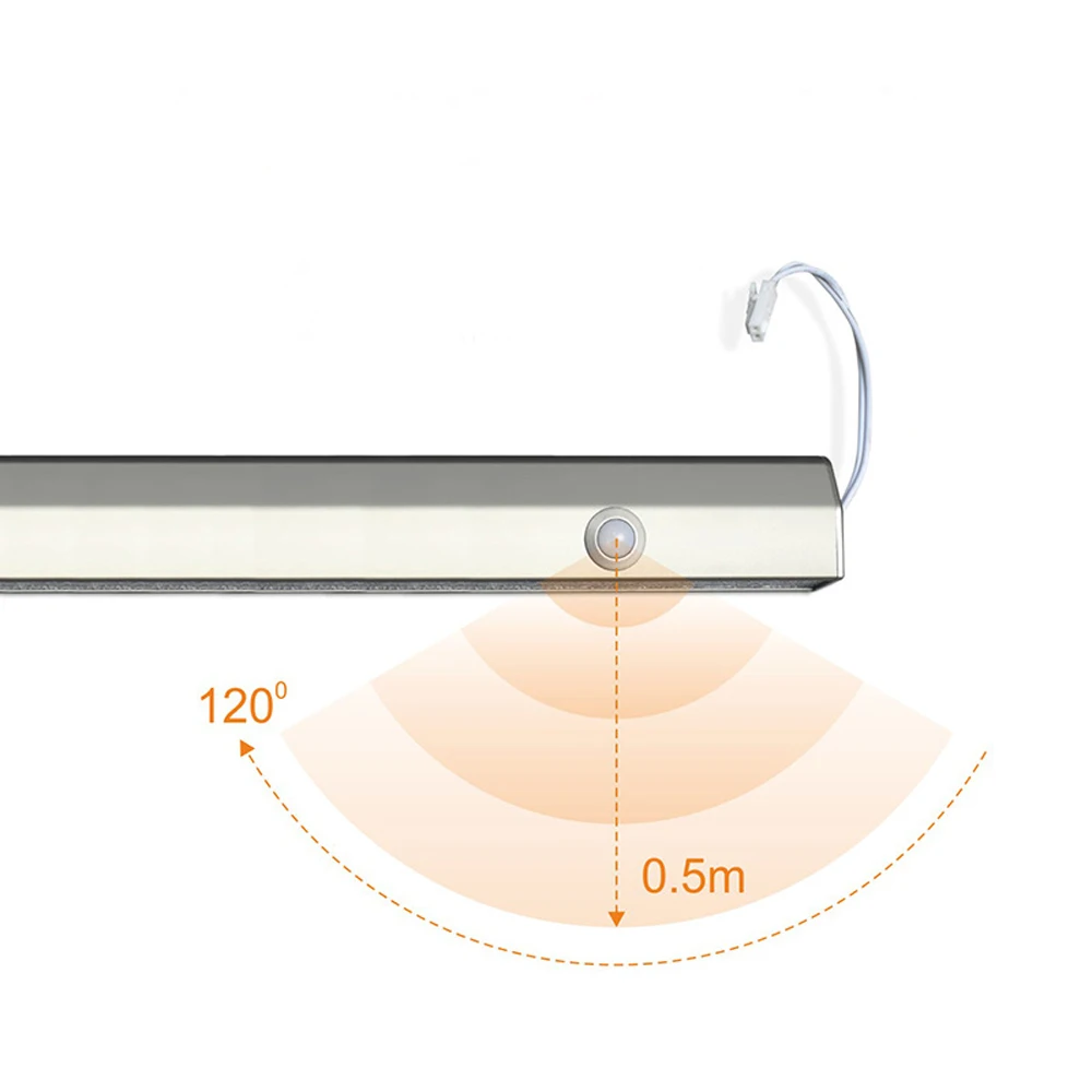 Motion Sensor LED Wardrobe Light Aluminum Closet Rod with Support for Wardrobe Hanging Clothes Cabinet Lights