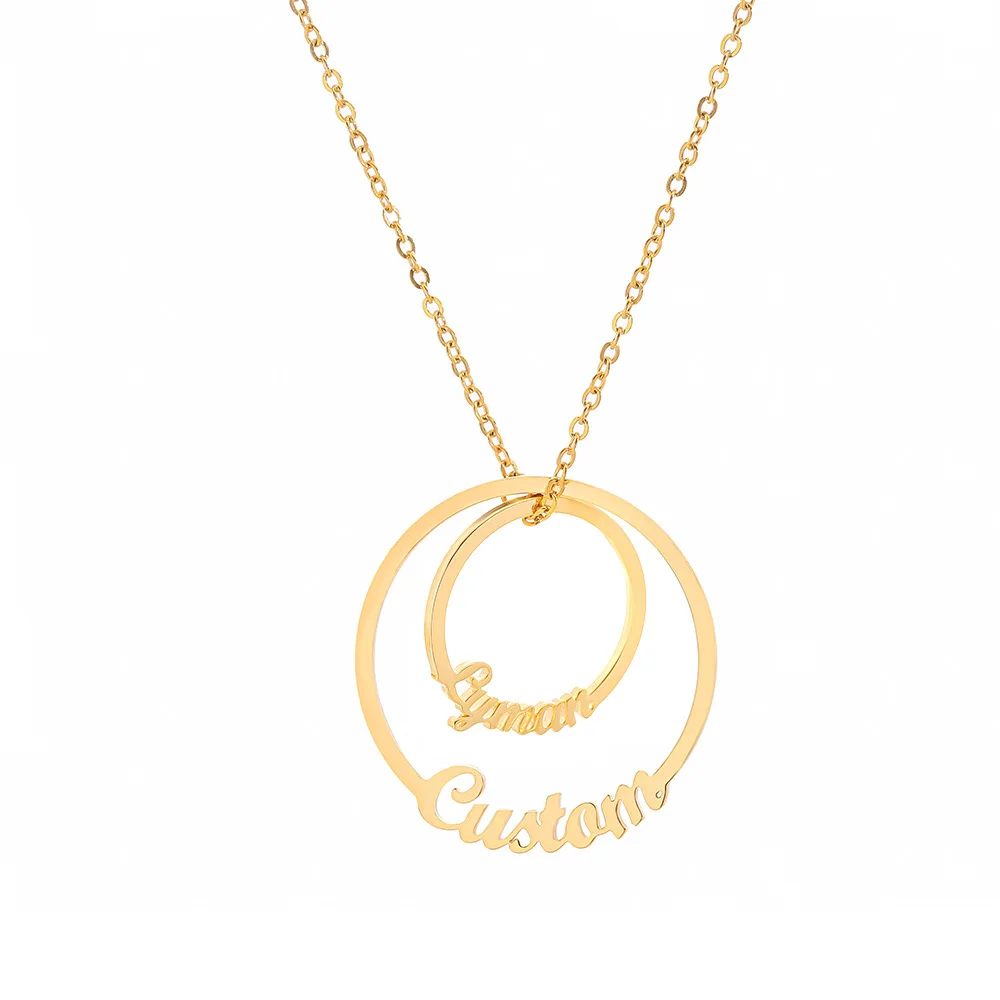 New  Custom Double Name Disc Necklace Personalized  Stainless Steel Letter Date Number Woman Man Customize Couple Jewelry Gift