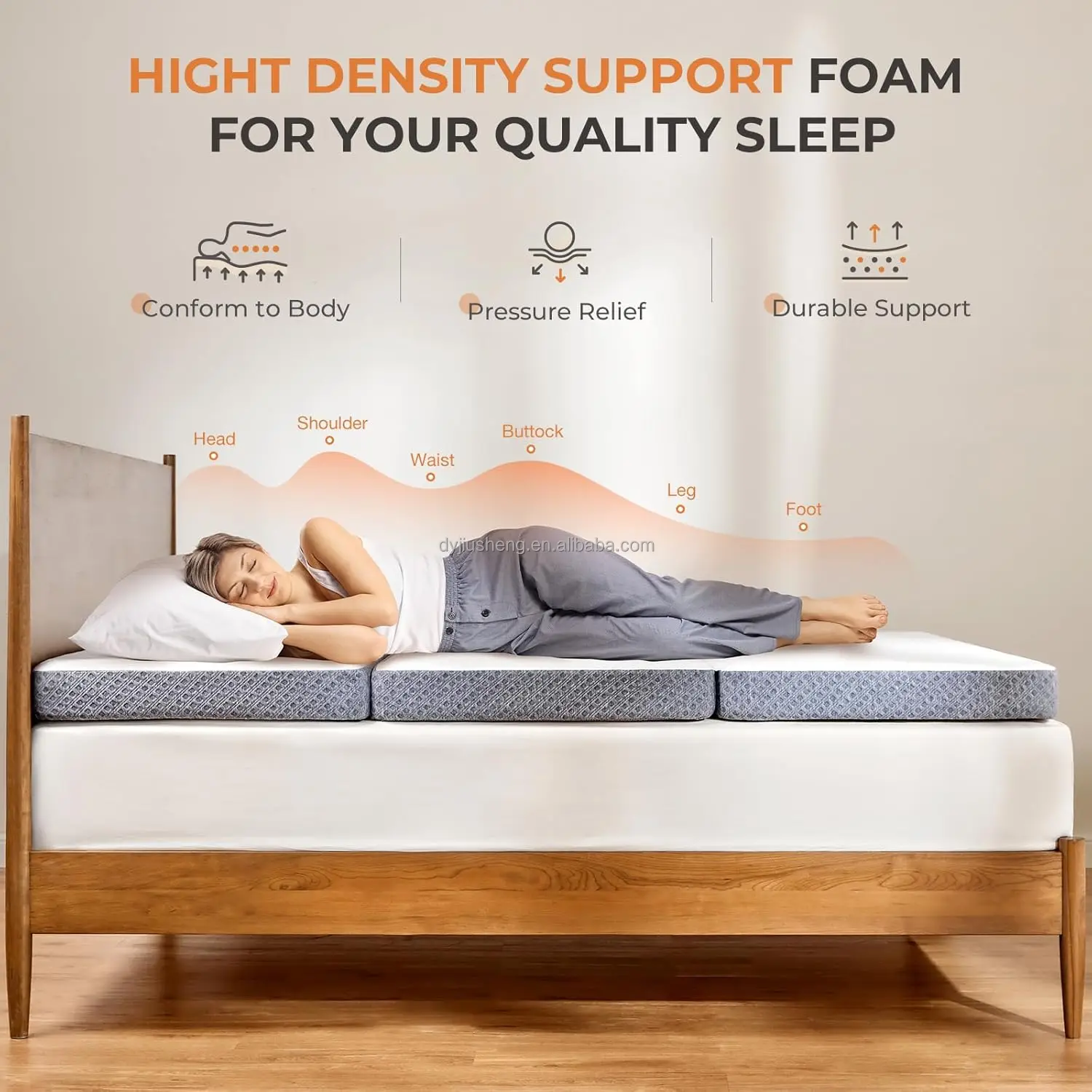 Two-Seater Orthopedic Memory Foam Replacement Sofa Bed Mattress Vacuum Compressed for Home Furniture Removable Feature