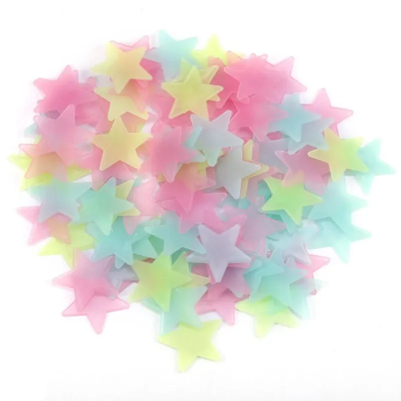 50pcs 3D Stars Glow In The Dark Wall Stickers For Kids Baby Room Bedroom 