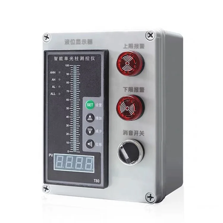 English Version T80 Liquid Level Controller Box Small Size ABS Fire Water Tank Liquid Level Sensor Display Instrument with Alarm