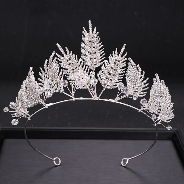 Metal Hair Hoop Leaves Shape Deco With Rhinestone Golden Silver Alloy Tiaras De Noiva Luxury Crown for Wedding Hair Accessories