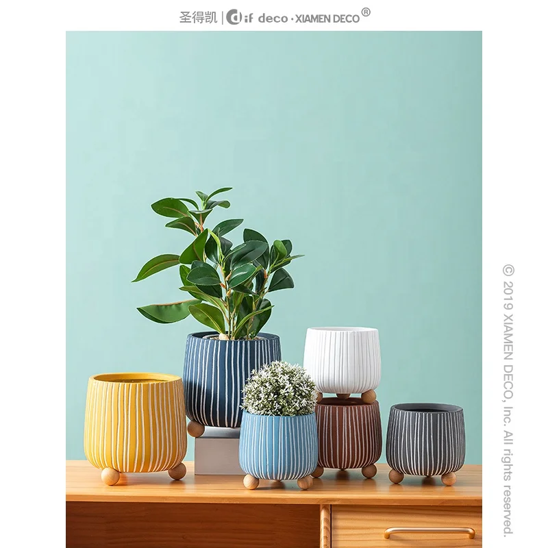 Горшок керамический самополивающийся синего цвета горшок бонсай яркий прямоугольный пустой цветочный белый Трипод полоса с