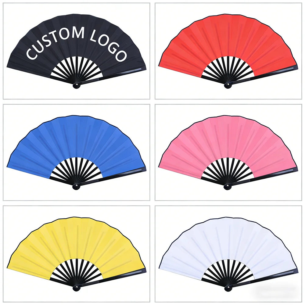 Custom 13 Inch Folding Hand Fan Large Folding Bamboo Hand Fan Blank Clacking Sublimation Fan for Wedding and Party