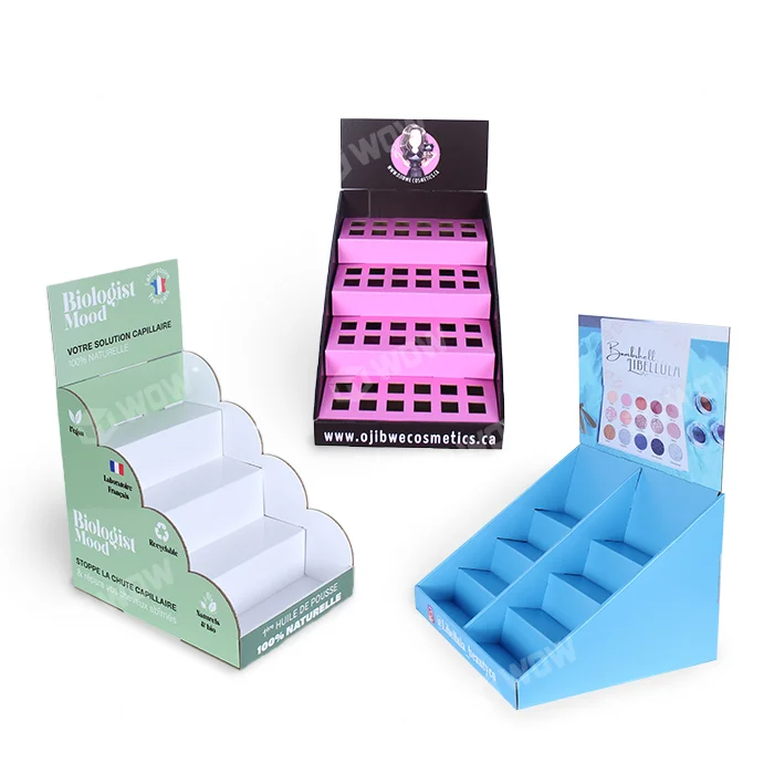 Cardboard Corrugated Countertop Cosmetic Display Units-Customized Size Color ISO9001 Certified Small Product Display Stand Desk