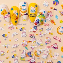 Factory OEM/ODM 5D Cute Cartoon Animal nail Art Stickers Semi Cured Uv Toe Decorations Nail Gel Stickers