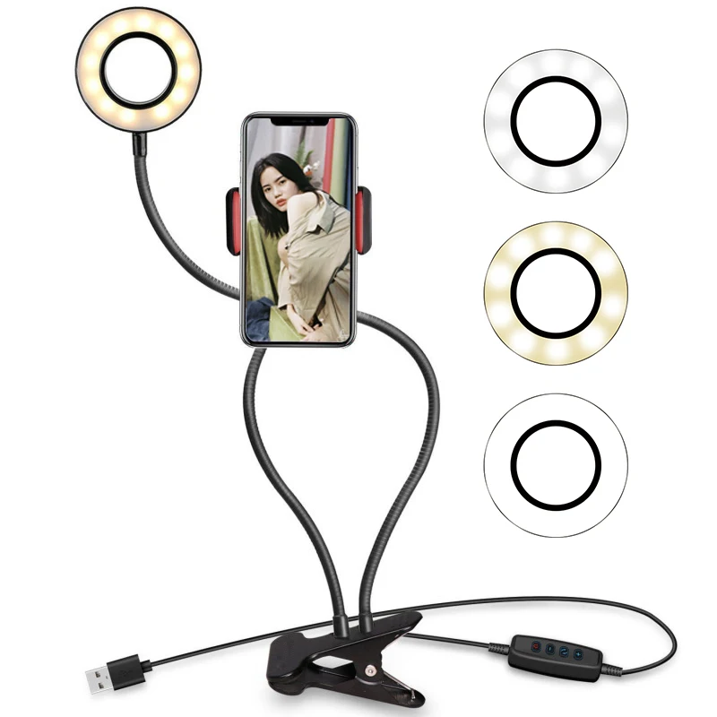 3inch Dimming Cable Remote Control Usb Input Ring Light Clip On Table