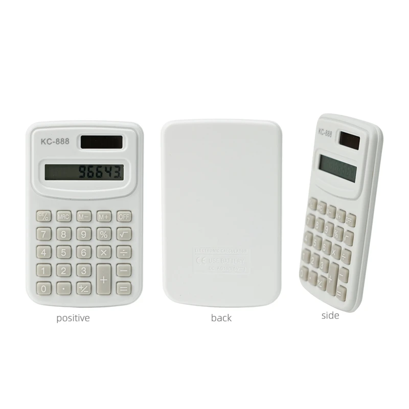 Basic Standard Calculators Small Digital LCD Display Portable Pocket Size 8-Digit Solar Power Smart Calculator for Kids Office