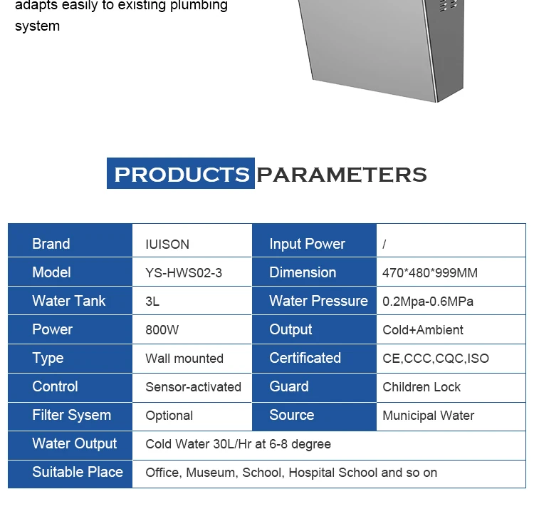 IUISON Wall Mounted Water Cooler Bottle Filling Station Filtered Refrigerated Water Dispenser ADA Standard for Commercial manufacture