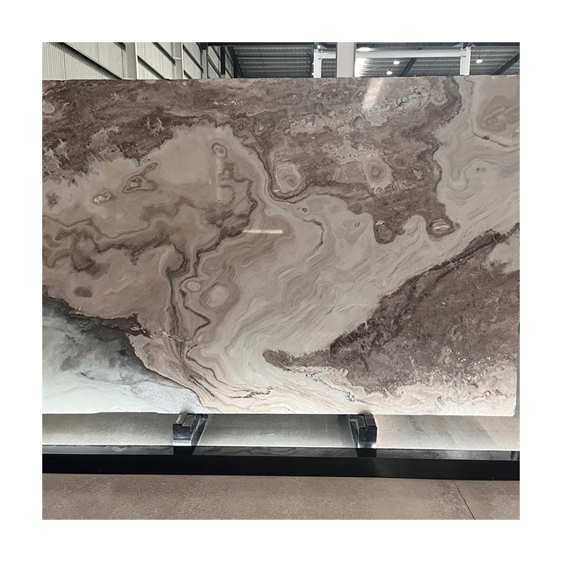 Polished Palissandro White Marble Slab For Interior Floor And Wall Decor White Wooden Marble Countertop