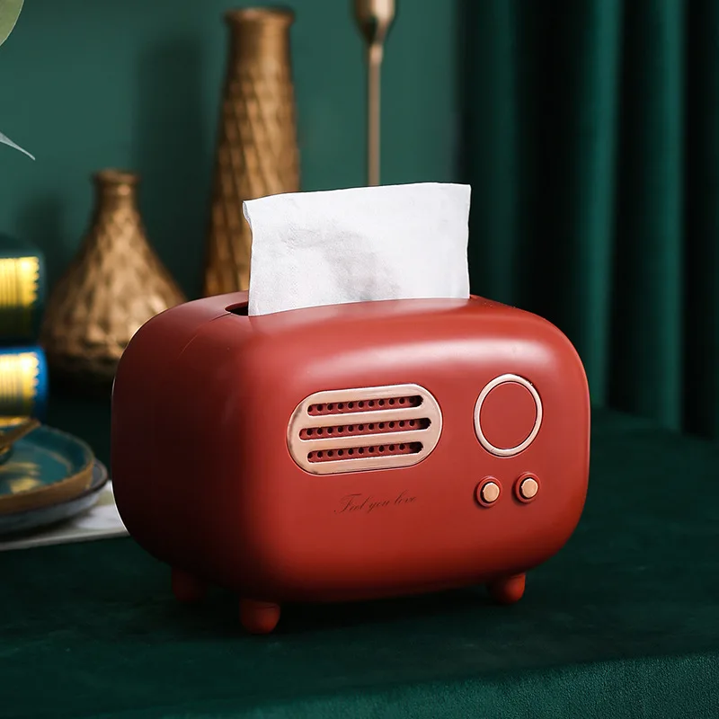 Radio tissue box size light luxury gift living room home high-grade paper box creative retro tissue box