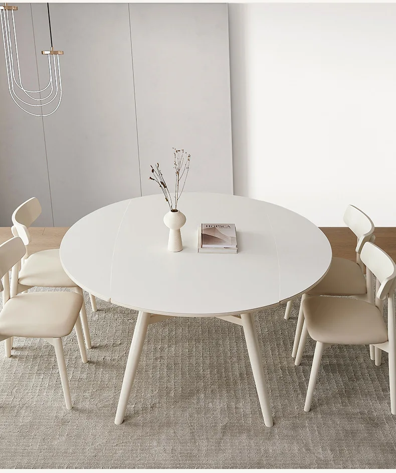 Modern Nordic Design Foldable Function Dining Table White Color Slate