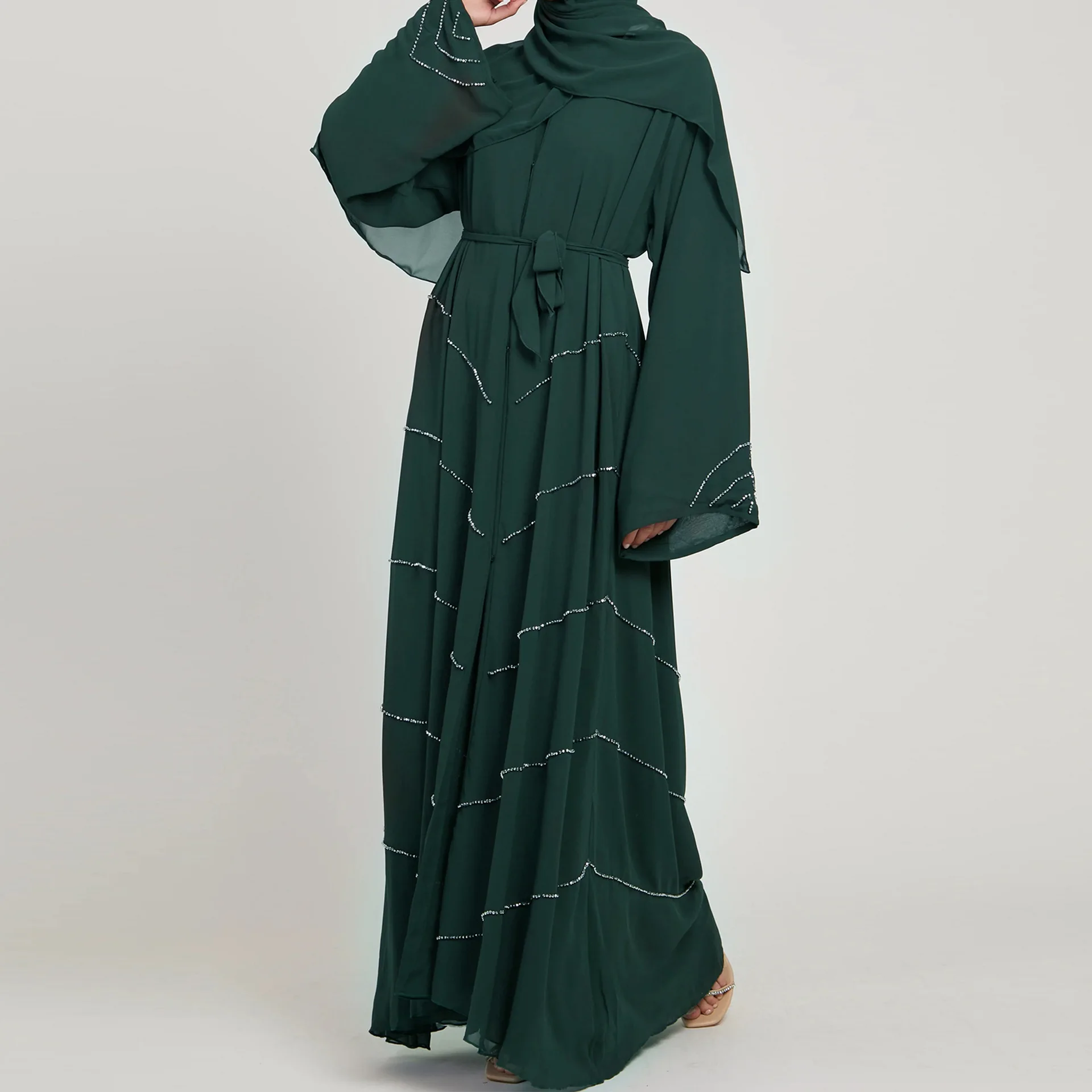 Wholesale Solid Color Simple Modest Islamic Clothing Abaya Muslim Dresses for Women Abaya