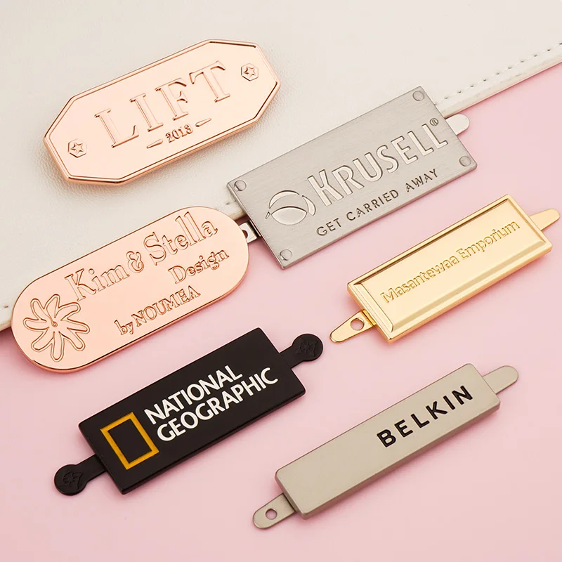 Bag Accessories Custom Handbag Hardware Engraved Metal Brand Logo Plate