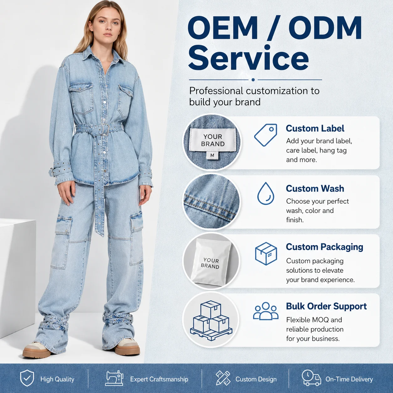 Wholesale New Fashion Casual Style Oversize Loose Breathable 100% Cotton Light Wash Long-Sleeve Comfortable Belted Women's Denim