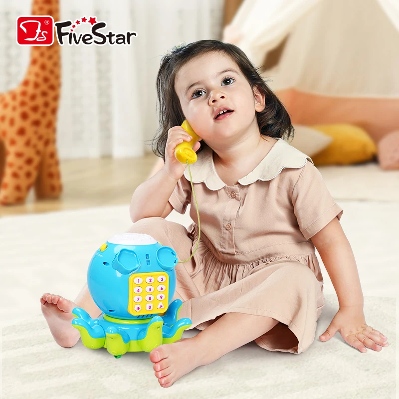 FiveStar Battery Operated Plastic Animal Music Octopus Educational Toy for Children Featuring Simulated Phone Call Function