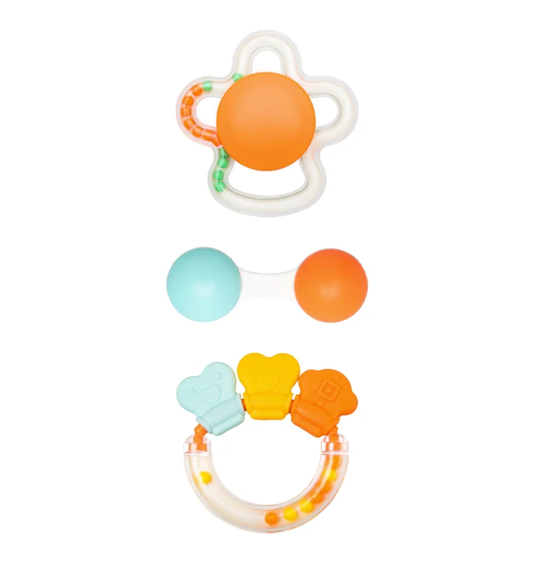Alilo C6 Baby Rattles Set 8 pcs  safety material For Teething Pain Relief Baby teethers Silicone Baby Teether