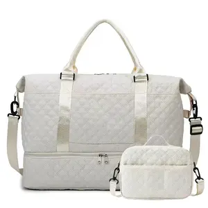 Women's Gym Duffel Bag Custom Logo Printed Nylon Travel Bag Folding Gym Exercise Training Gym Bag