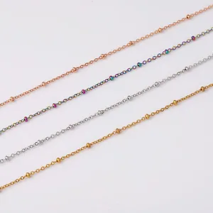 MW 45cm PVD 18K Gold Plated Classic Stainless Steel Satellite Bead Chain Necklace for Women Men DIY Jewelry Making Anniversary