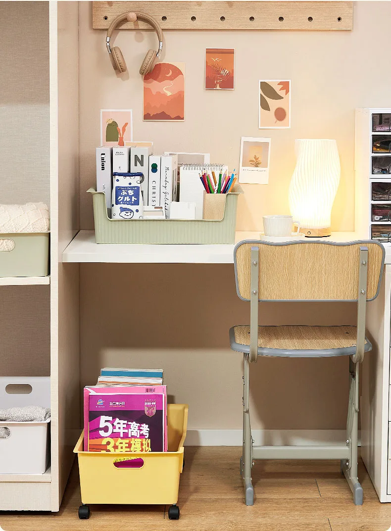 Book organizing box with pulley student dormitory under the desk bag storage box desktop storage basket factory