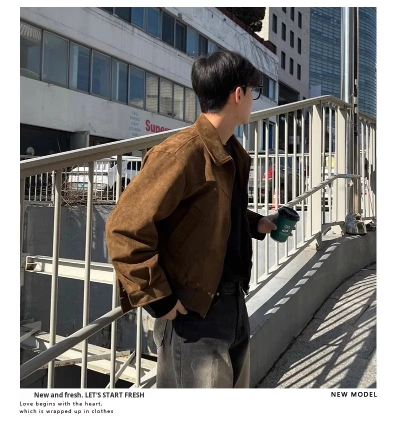 Melard Outfit American Retro Brown Jacket Men Spring Autumn Vintage Short Streetwear Bomber Jacket factory