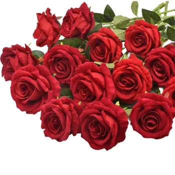 High Quality Silk and Velvet Artificial Flowers Rose For Wedding,Christmas,Birthday,proposal Decorate;Flower Gift Rose