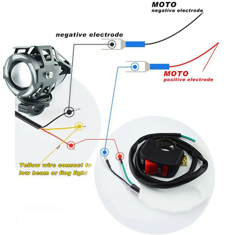 FDN New Motor Parts Lighting System Motor Lights U7 RGB Angel Eyes Flash Led Headlight for Motorcycle Scooter E-Bike Para Motos