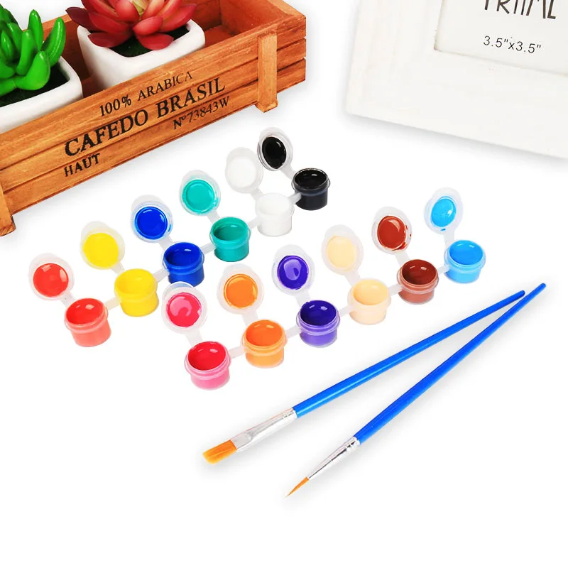 2ml 3ml 5ml 6 colors 12 Colours Non Toxic Acrylic Paint Set With Paint Brush