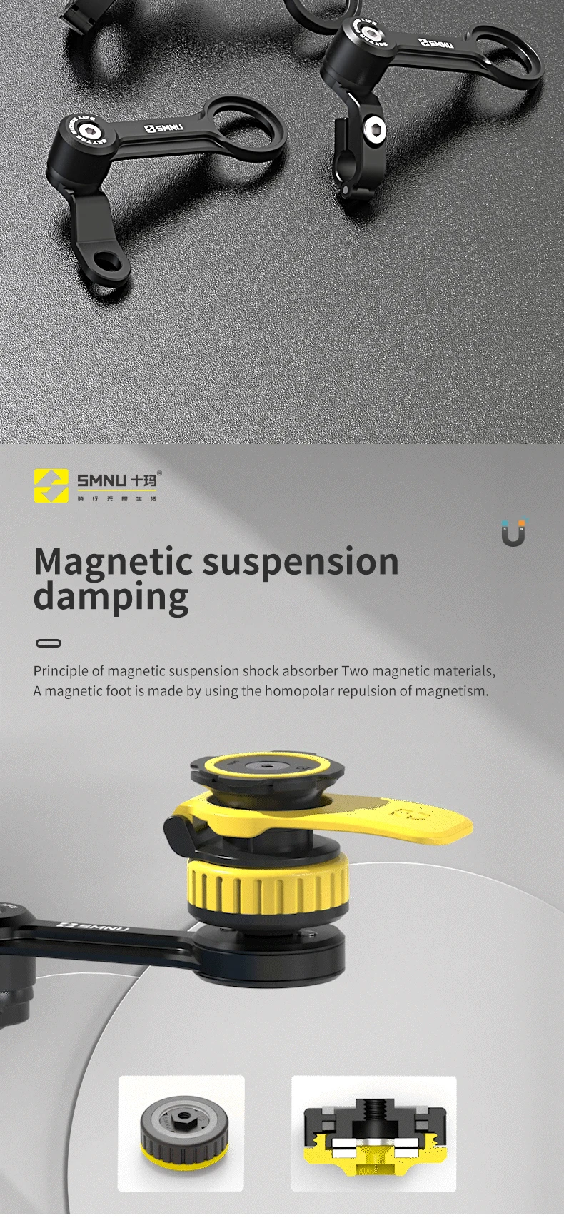 product anti shock magnetic mobile phone stand magic arm motorcycle phone holder anti vibration for motorcycle scooter e bike-4