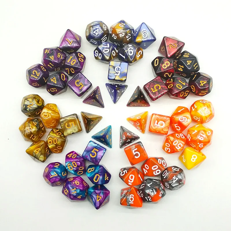 Set of 7 Polyhedral Multi-sided Zinc Dice D4-D20 for Dungeons Dragons Game Bag 