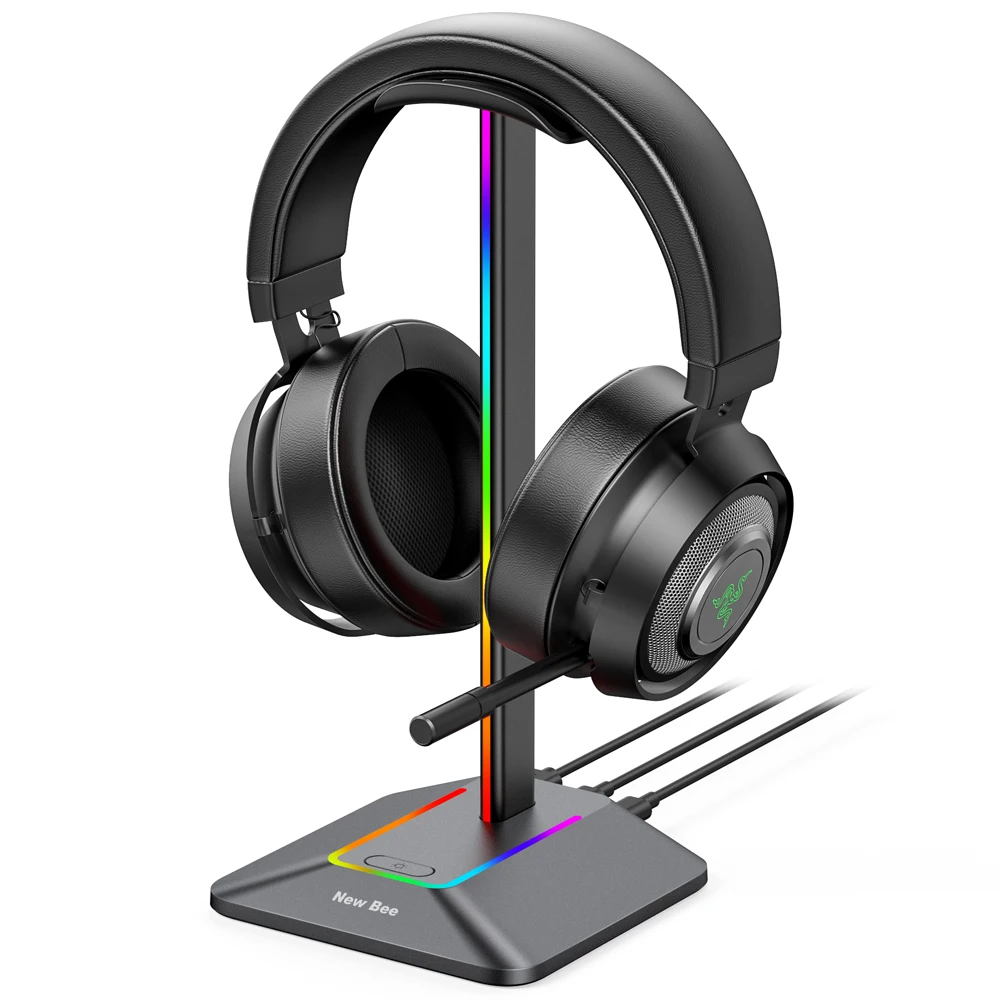 New Bee NB-Z8 RGB Gaming Headset Stand Earphone Holder for RGB Lamp Desk PC  Headphone Holder with Usb Charger