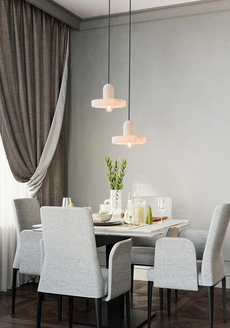 Zhongshan Lighting Fixtures Luxury Natural Marble Pendant Light Creative Hanging Wire Design for Dining Rooms Bar Counters