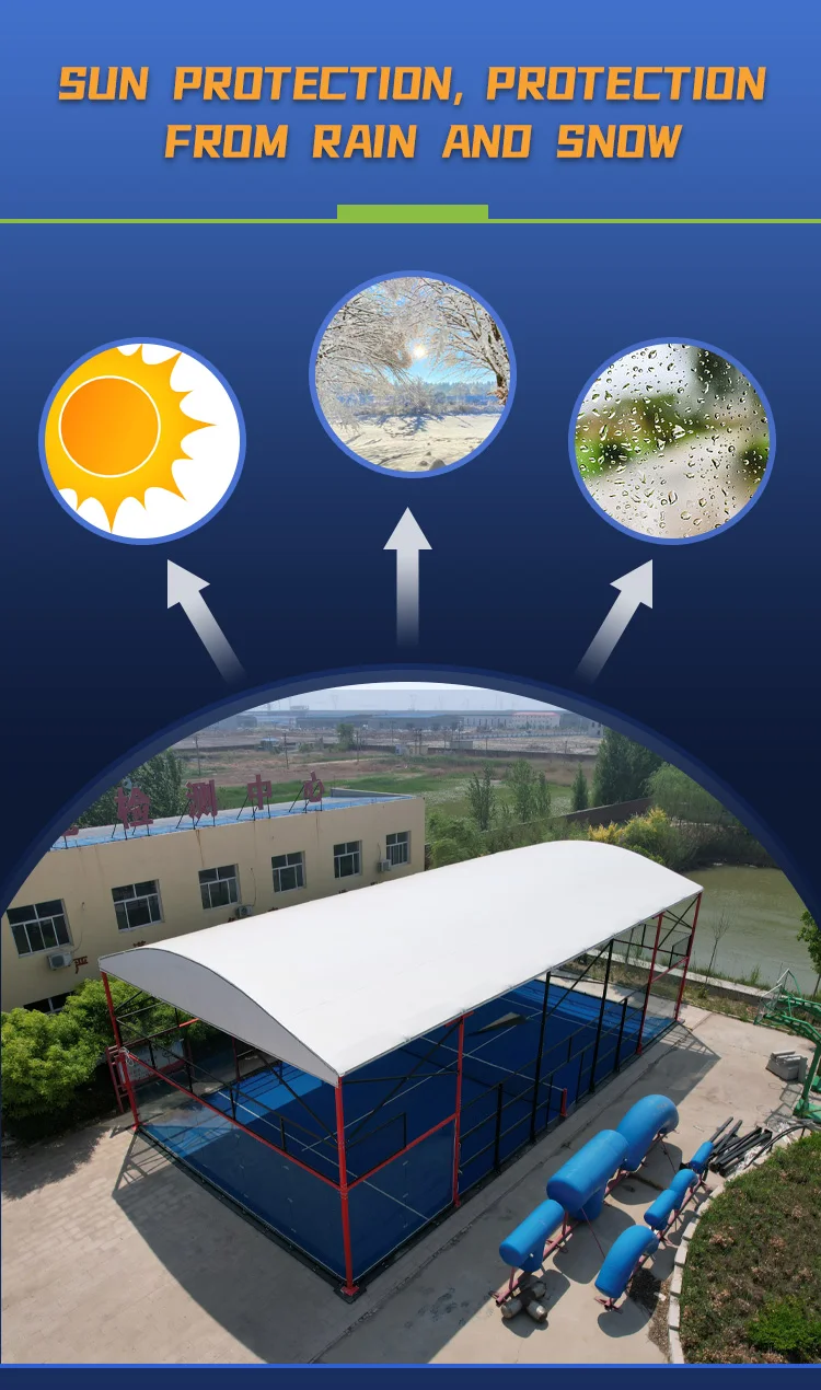 Professional Supplier Hot Dip Galvanized Padel Tennis Court With Canopy Premium Quality Outdoor Panoramic Paddle Court Roof factory