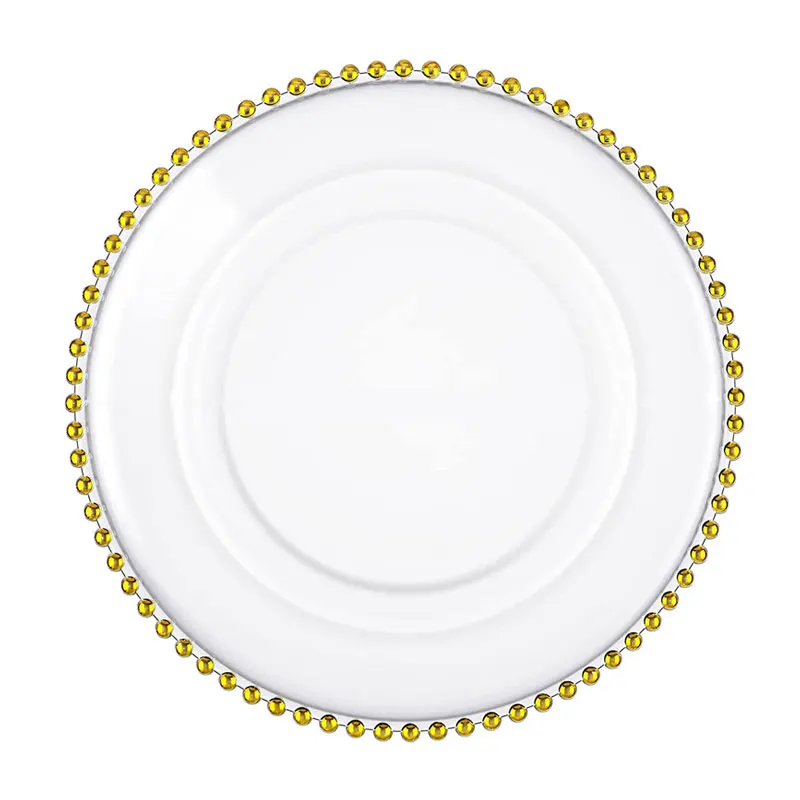 Acrylic Clear Charger Plate With Gold Trim Under Plates Wedding Table