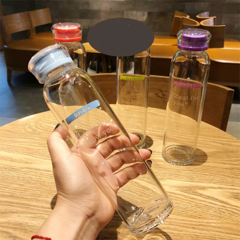 Colorful Printed Logo Big Size Custom Sports Unbreakable High Borosilicate Drinking Juice Glass Water Bottle