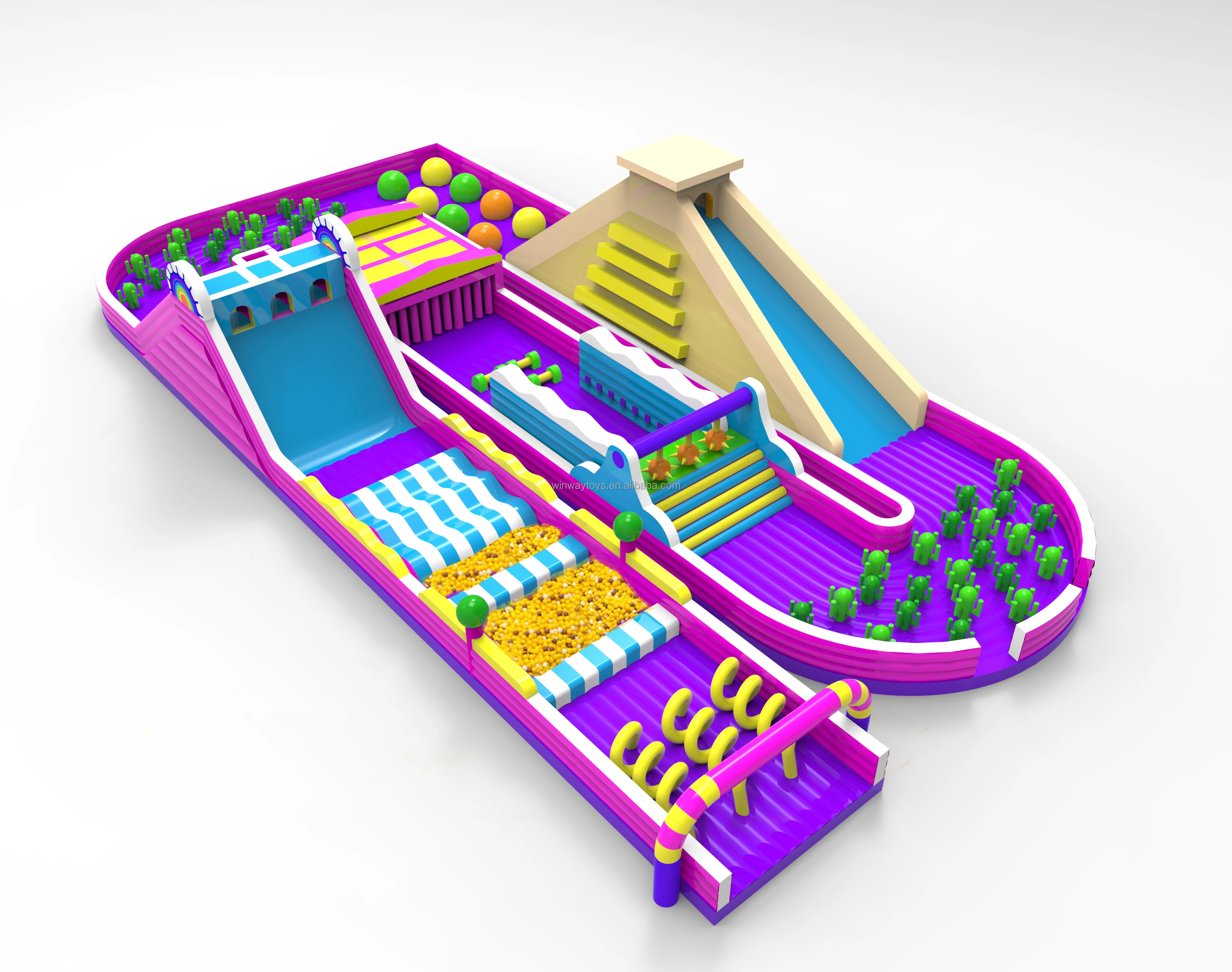 Obstacle Course Set Customizable 3-Piece Colossus Inflatable Obstacle Course Set Removable ...