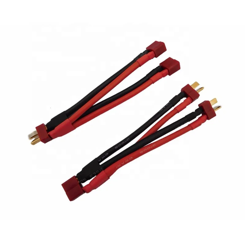 Deans Connector Dual Battery Extension Y Splitter T Plug Adapter Cable 14AWG Leads for RC Lipo Battery Parallel Wire Harness