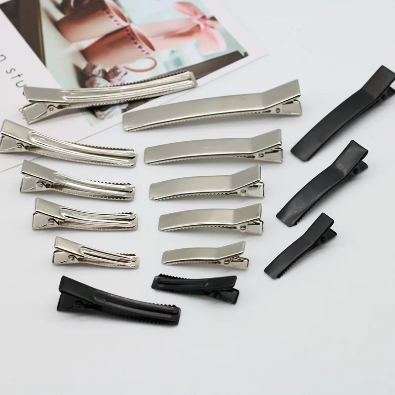 Двойной зубчатый «сделай сам» серебряный плоский металлический зажим для волос Аллигатор бантов заколки аксессуары