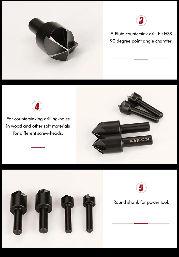 Din335c 90 Degree 3 Flutes Hss Countersink Drill Carbide Drill